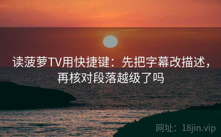 读菠萝TV用快捷键：先把字幕改描述，再核对段落越级了吗